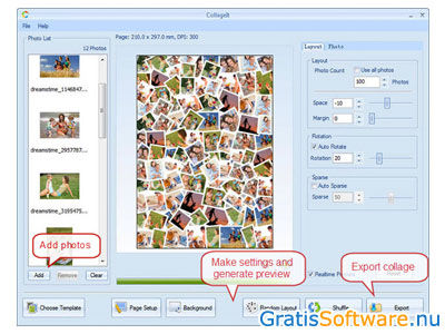 CollageIt fotocollage software screenshot