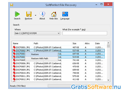 Softperfect File Recovery screenshot