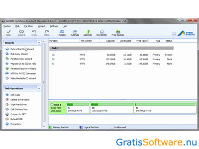 AOMEI Partition Assistant Standard partitie manager screenshot