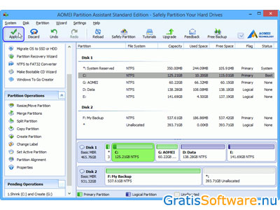 AOMEI Partition Assistant Standard partitie manager screenshot