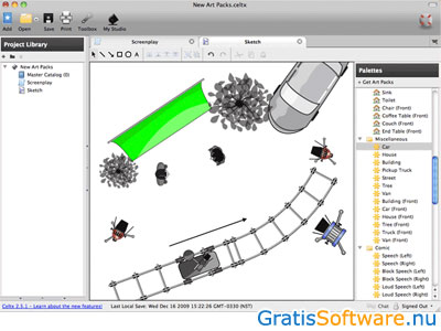 Celtx screenwriting software screenshot