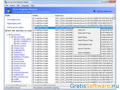 Eusing Free Registry Cleaner screenshot