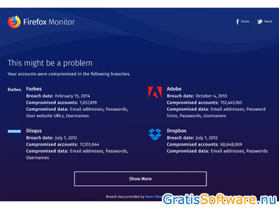 Firefox Monitor screenshot