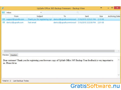 Free Office 365 Outlook Backup screenshot