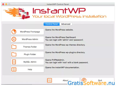 Instant WordPress screenshot