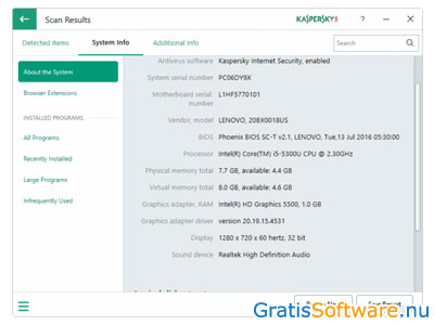 Kaspersky System Checker screenshot