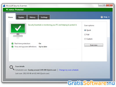 Microsoft Security Essentials screenshot