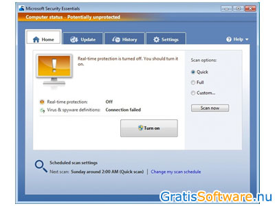 Microsoft Security Essentials screenshot