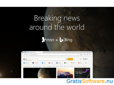 MSN-startpagina en Bing-zoekprogramma screenshot