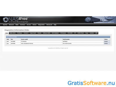 NAS4Free nas server software screenshot
