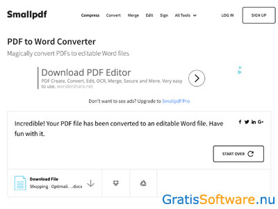 Smallpdf PDF to Word Converter screenshot