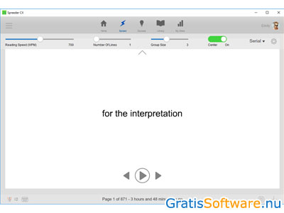 Spreeder snellezen software screenshot