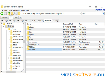 Tablacus Explorer bestandsbeheer software screenshot