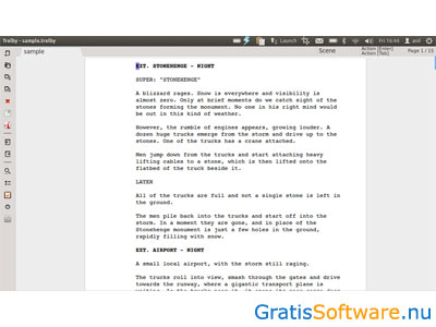 Trelby scenarioschrijver software screenshot