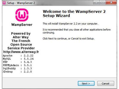 WampServer screenshot