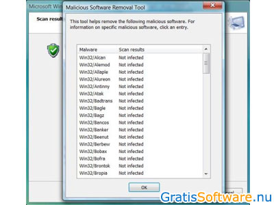 Windows Malicious Software Removal Tool screenshot